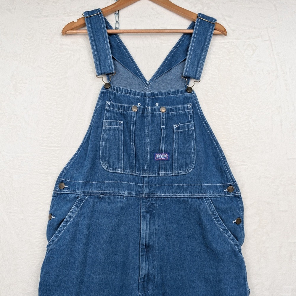 Big Smith Overalls Men's 36x30 Blue Relaxed Bib Dungarees Carpenter Workwear Y2K
